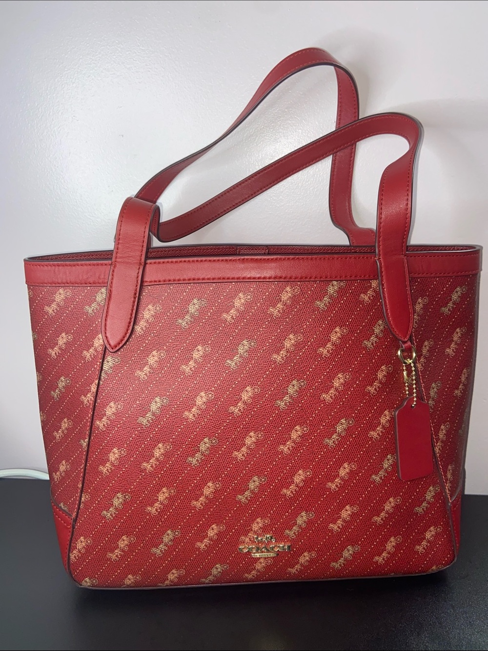 Coach Horse n Carriage Repeat Dot Tote 27 EUC